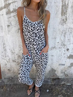 Leopard Sleeveless Jumpsuit with Pockets | One-Pieces Jumpsuit from PHUNKYN