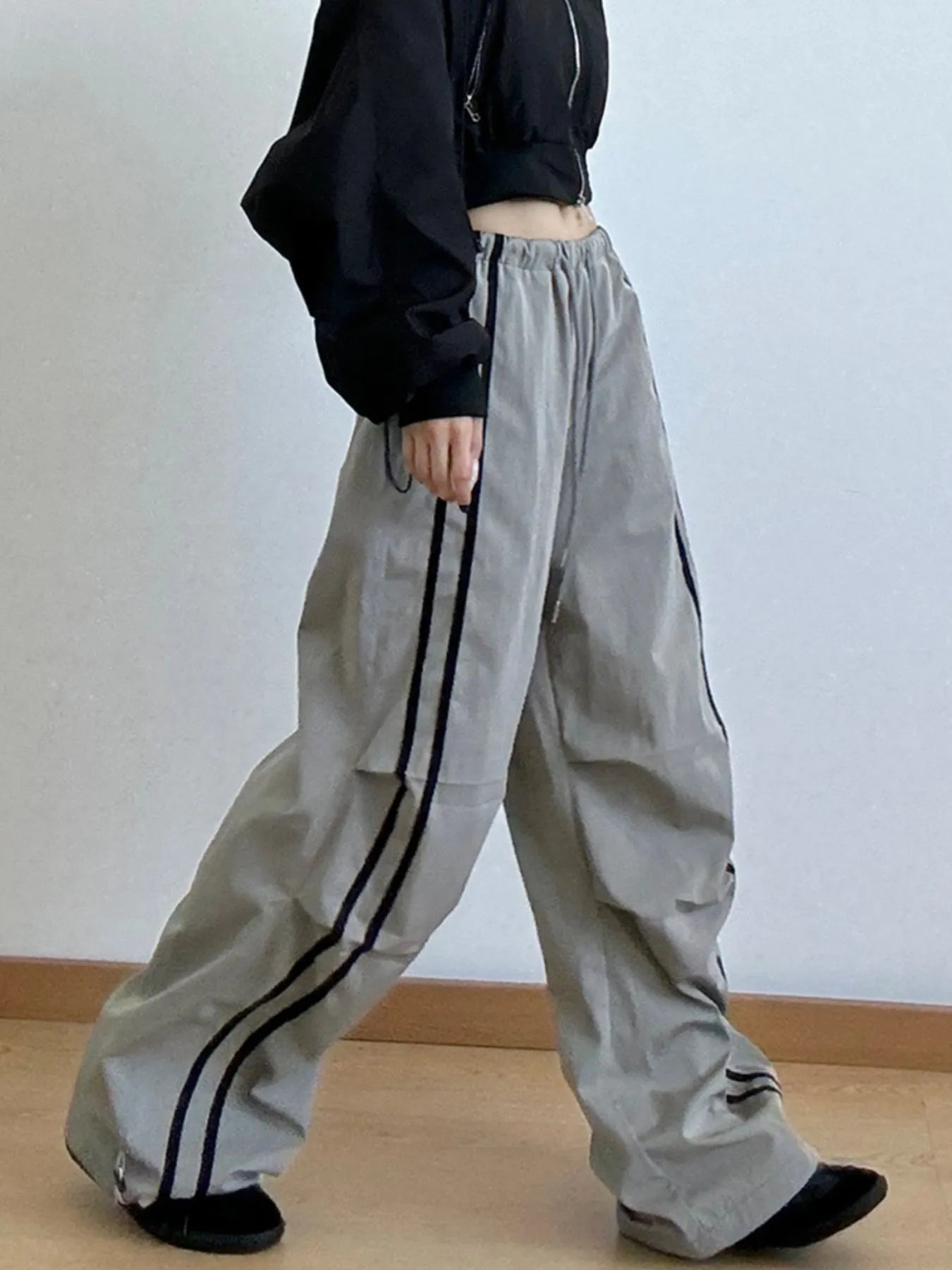 Side Stripes Wide Leg Pants | Joggers Wide Leg Pants from PHUNKYN