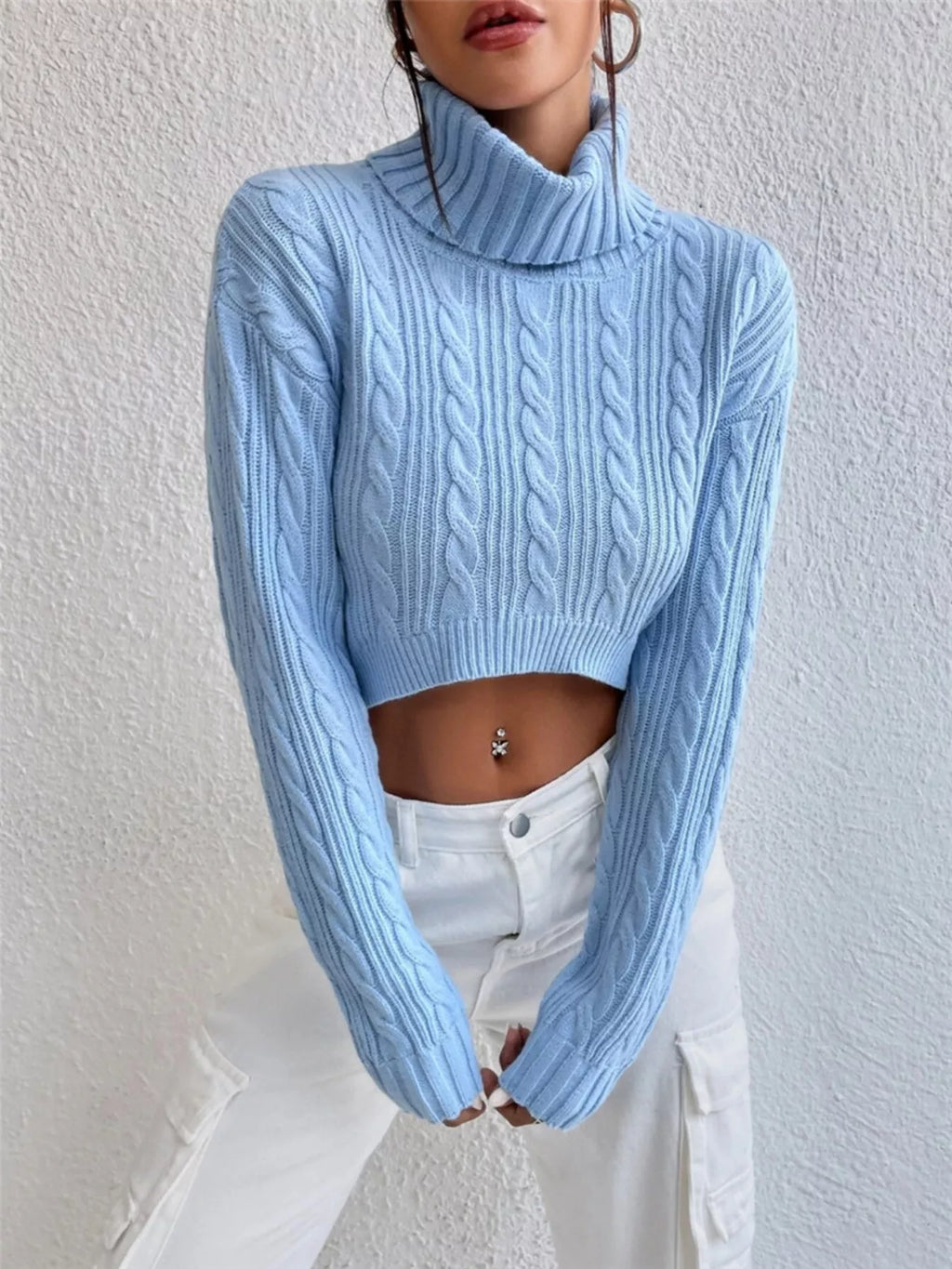 Cable-Knit Turtleneck Long Sleeve Sweater | Sweaters Sweater from PHUNKYN