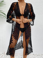 Lace Open Front Longline Cover-Up | Cover Ups Cover Up from PHUNKYN