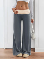 Contrast Waistband Wide Leg Pants | Trousers Trousers from PHUNKYN