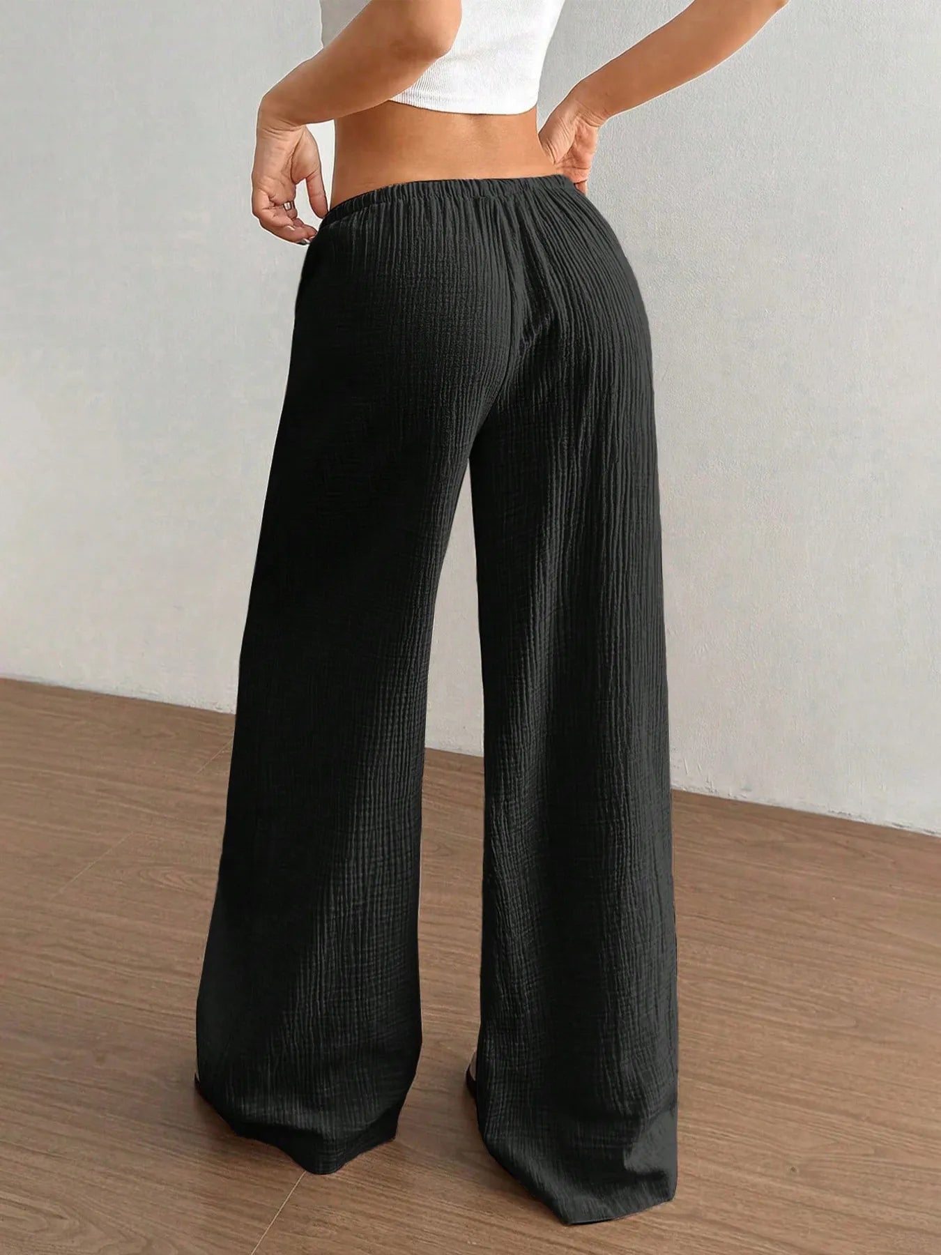 Drawstring Wide-Leg Casual Pants | Trousers Wide Leg Pants from PHUNKYN