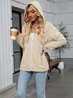 Drawstring Zip Up Long Sleeve Hoodie | Hoodies Hoodie from PHUNKYN