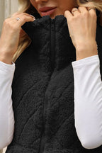 Fuzzy Plaid Texture Zip Up Vest Coat | Vest from PHUNKYN