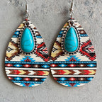 Turquoise Teardrop Shape Wooden Dangle Earrings | Earrings Earrings from PHUNKYN