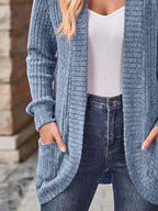 Ribbed Knit Open Front Cardigan with Pockets | Cardigans Cardigan from PHUNKYN