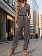 Drawstring Waist Sleeveless Jumpsuit One-Pieces Jumpsuit PHUNKYN