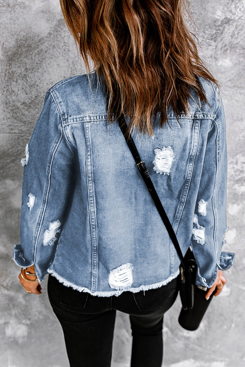 Distressed Raw Hem Denim Jacket | Coats & Jackets Denim Jacket from PHUNKYN
