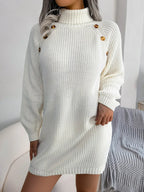 Decorative Button Turtleneck Sweater Dress | Dresses Sweater Dress from PHUNKYN
