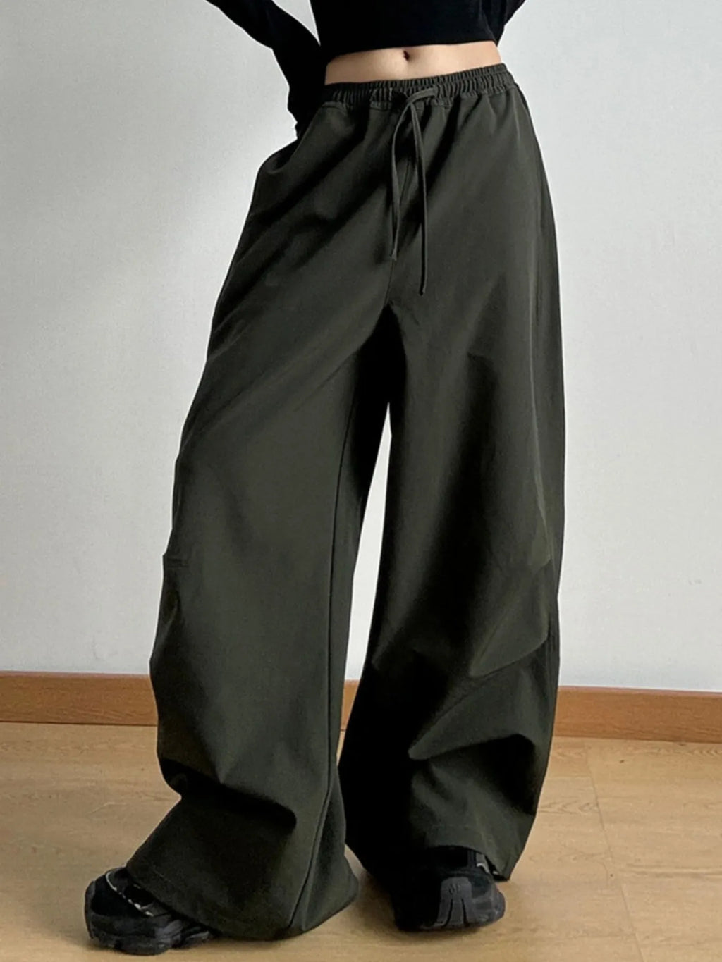 Wide Leg Pants with Drawstring Waist | Trousers Wide Leg Pants from PHUNKYN