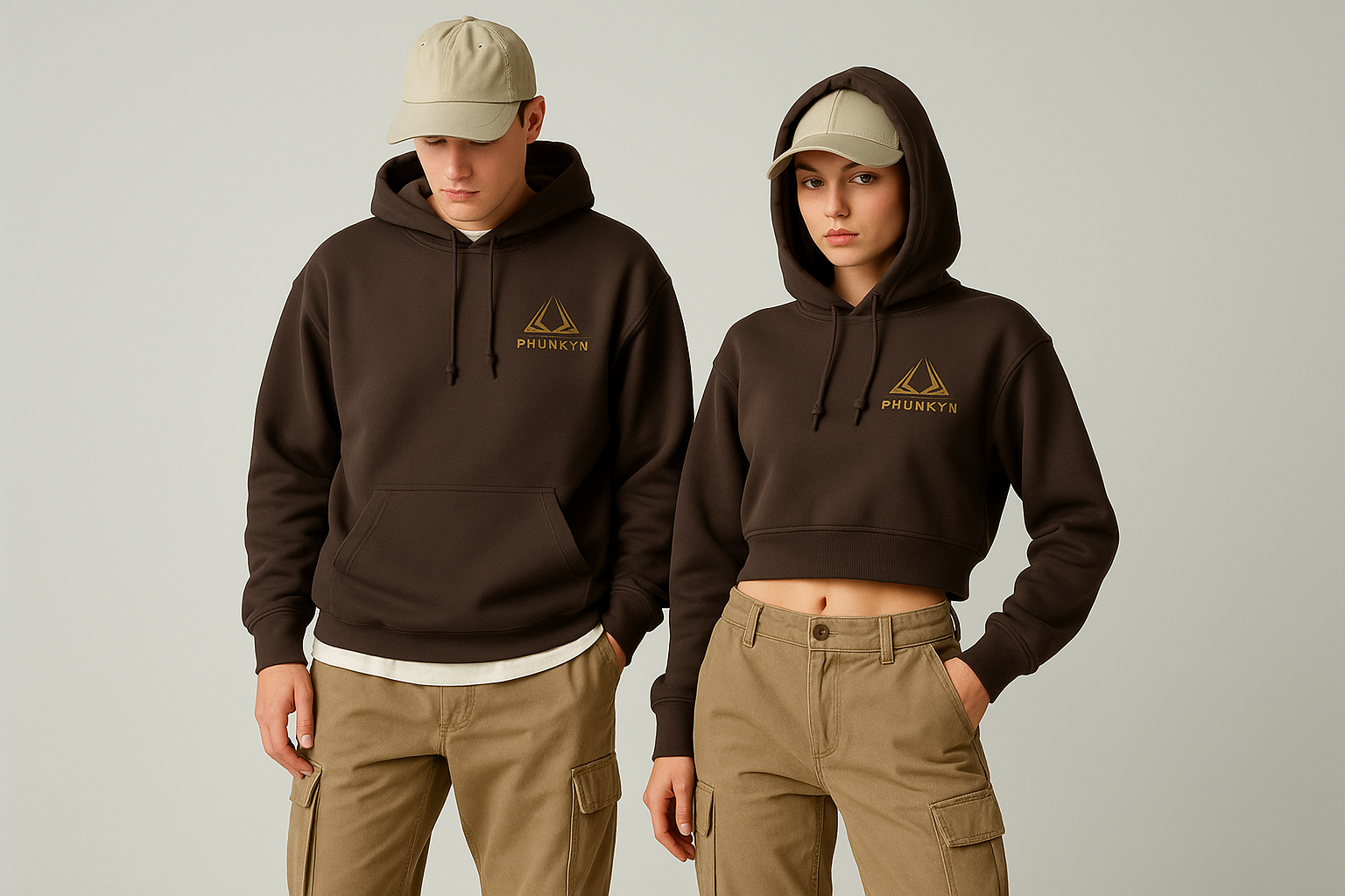 Professional PHUNKYN hero header with male and female models